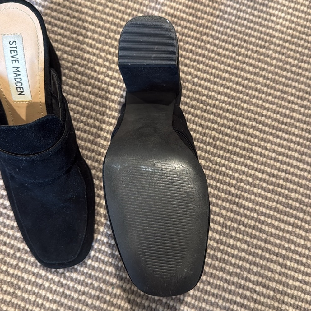 Black Suede Steve Madden high heel
Loafer slides. - Picture 3 of 3